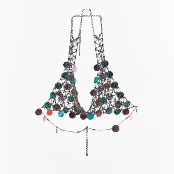 Multicoloured sequin rhinestone top - Picture 3 of 8